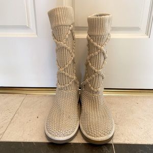 UGG Classic Argyle Knit Tall Boots, Cream/Tan/Ivory/Off White, Size 5